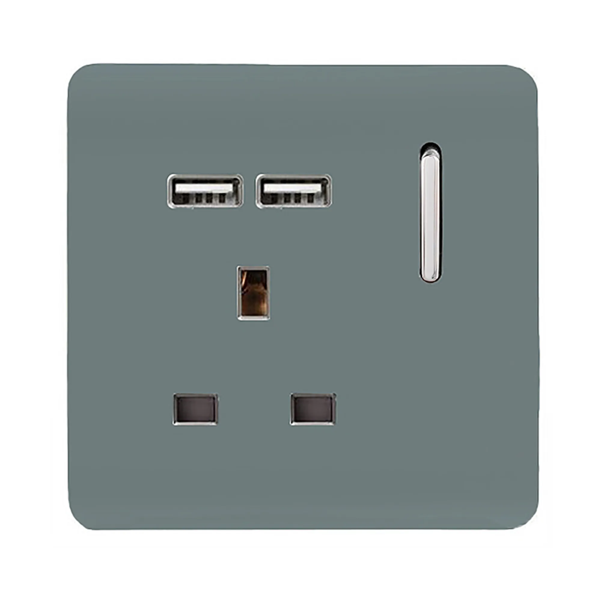 ART-SKT13USBCG  1 Gang 13Amp Switched Single Socket With 2 x USB Cool Grey